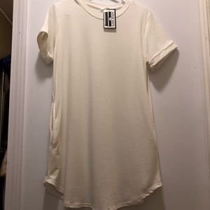 White Pocketed T-Shirt Dress